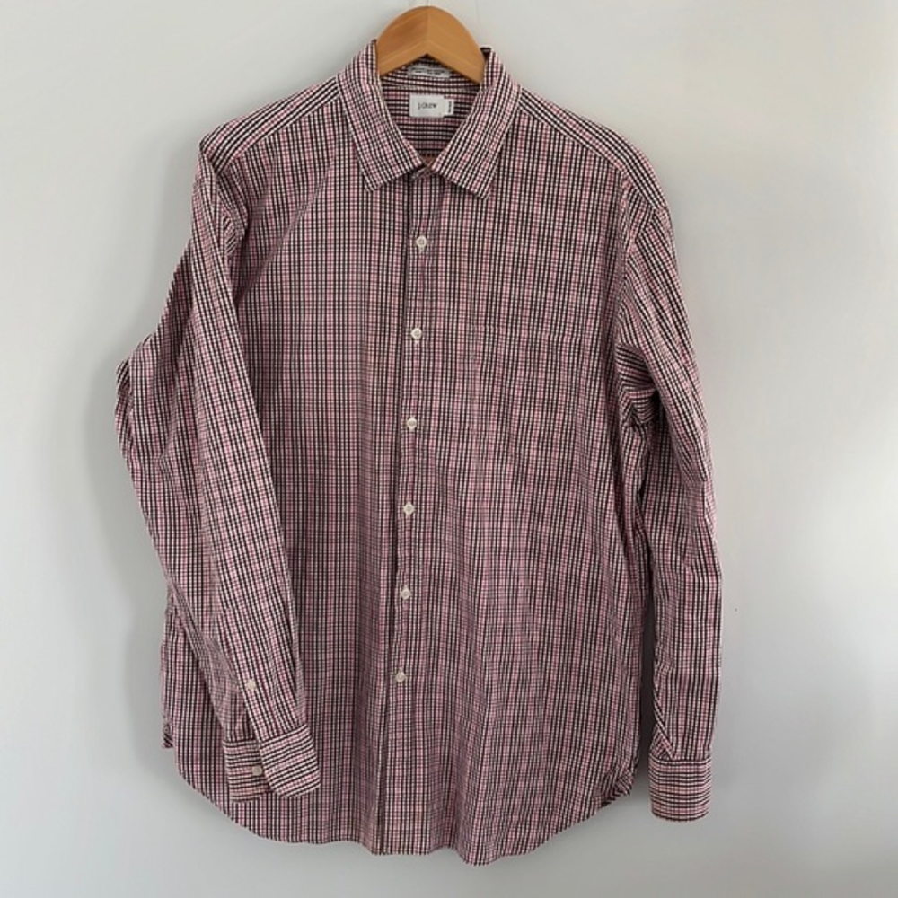 J.Crew 80’s 2 ply 100% cotton button down‎ plaid long sleeve shirt